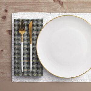 NWT Porter Anna- Navy & Gold  Cotton Napkin 4-set, Houndstooth